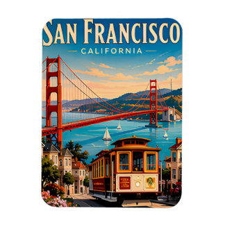 Magnet Flexible San Francisco Californie Souvenir de Voyage Rétro