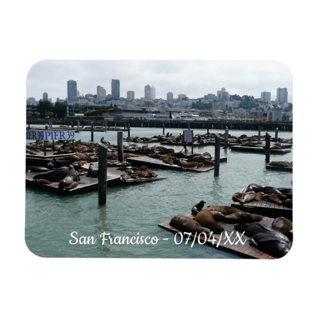Magnet Flexible San Francisco et Pier 39 Sea Lions City Skyline (Horizontal)