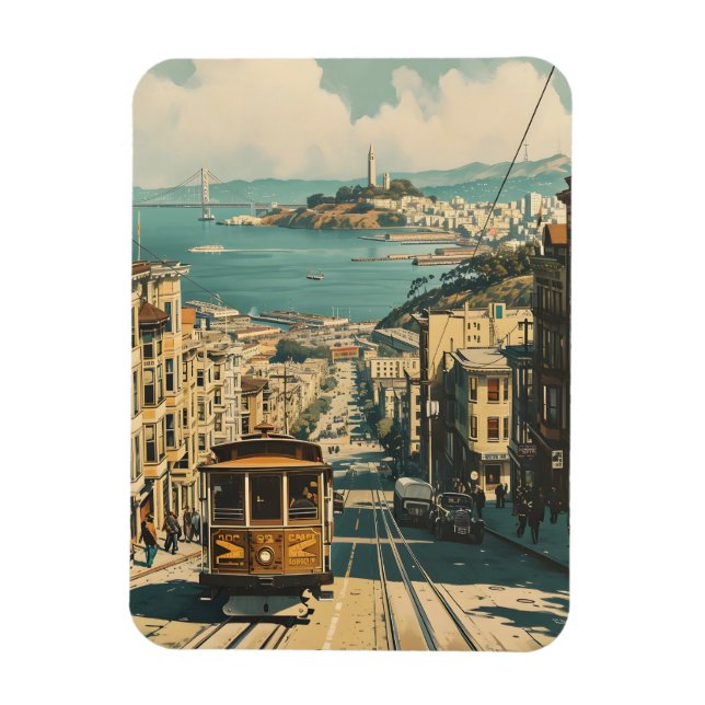 Magnet Flexible San Francisco : Nostalgie côtière Vintage (Vertical)