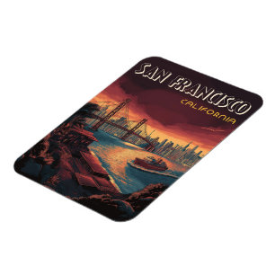 Magnet Flexible San Francisco Skyline avec Golden Gate Bridge