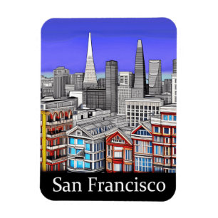 Magnet Flexible San Francisco Skyline Colour Line Art
