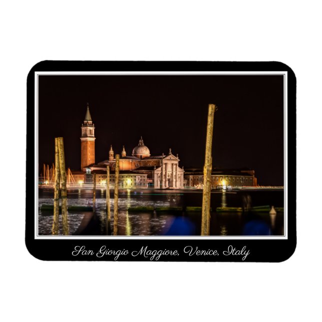 Magnet Flexible San Giorgio Maggiore à la nuit, Venise, Italie (Horizontal)