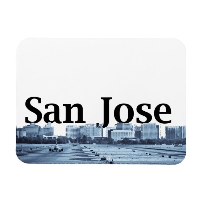 Magnet Flexible San Jose CA Skyline avec San Jose dans le ciel (Horizontal)
