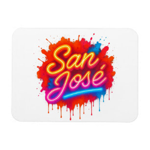 Magnet Flexible San José Retro Neon Script Street Art Splash