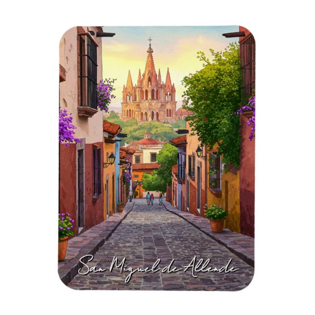 Magnet Flexible San Miguel de Allende Mexique Aquarelle de voyage (Vertical)