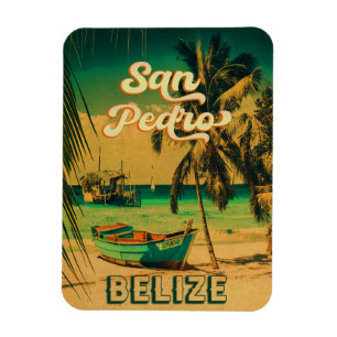 Magnet Flexible San Pedro Belize Palmiers Vintages Souvenirs