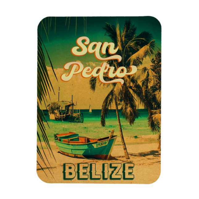 Magnet Flexible San Pedro Belize Palmiers Vintages Souvenirs (Vertical)