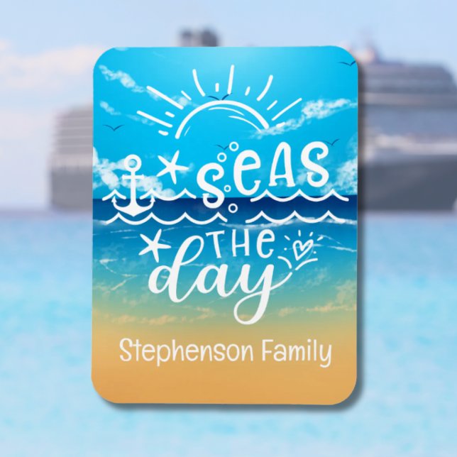Magnet Flexible Sandy Beach Mer personnalisées Croisière de jour (Customized Seas The Day | Cruise Door Magnet)