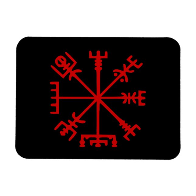 Magnet Flexible Sang Rouge Vegvísir (Viking Compass) (Horizontal)