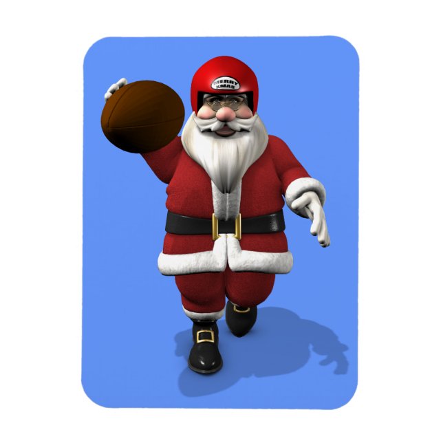 Magnet Flexible Santa Claus American Football Player (Vertical)