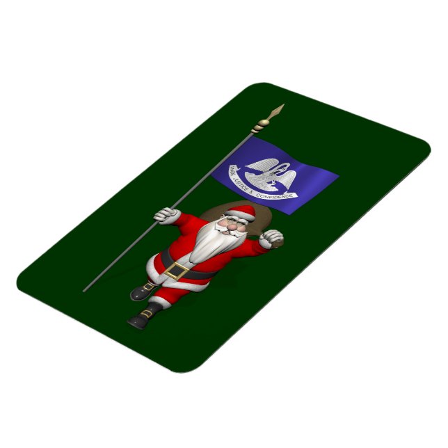 Magnet Flexible Santa Claus Avec L'Ensigne De Louisiane (Côté Gauche)