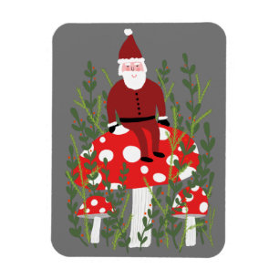 Magnet Flexible Santa Claus on Magical Mushroom Xmas