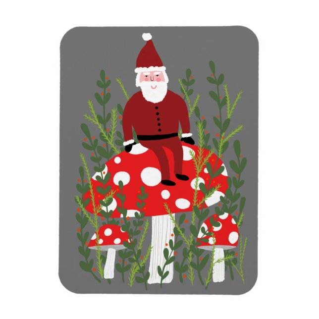 Magnet Flexible Santa Claus on Magical Mushroom Xmas (Vertical)