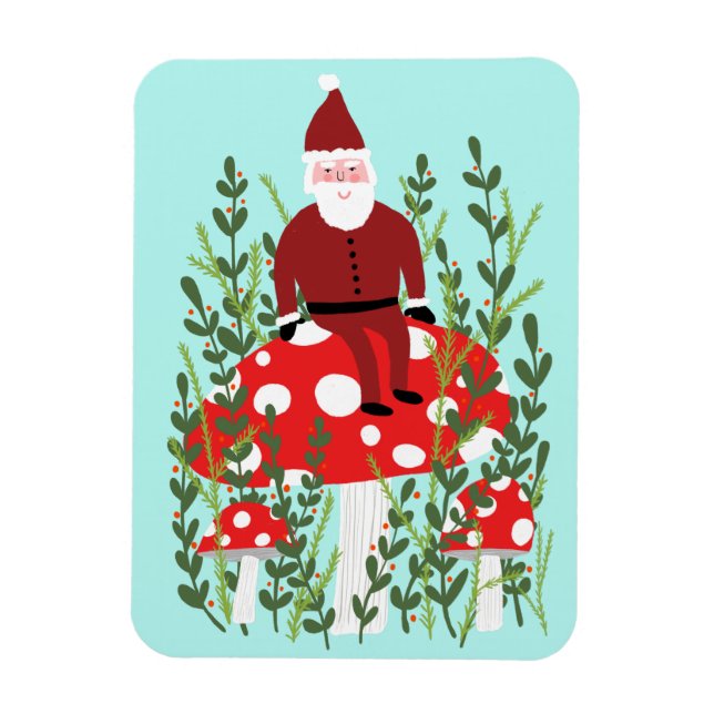 Magnet Flexible Santa Claus on Magical Mushroom Xmas (Vertical)