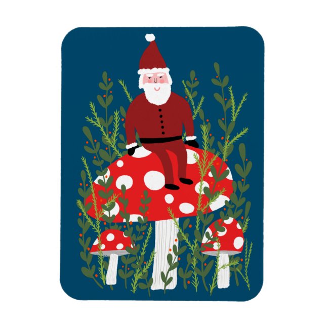 Magnet Flexible Santa Claus on Magical Mushroom Xmas (Vertical)