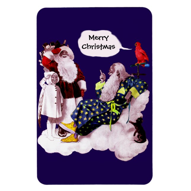 Magnet Flexible SANTA CLAUS, PETITE ANGEL & MERLIN Noël Party (Vertical)