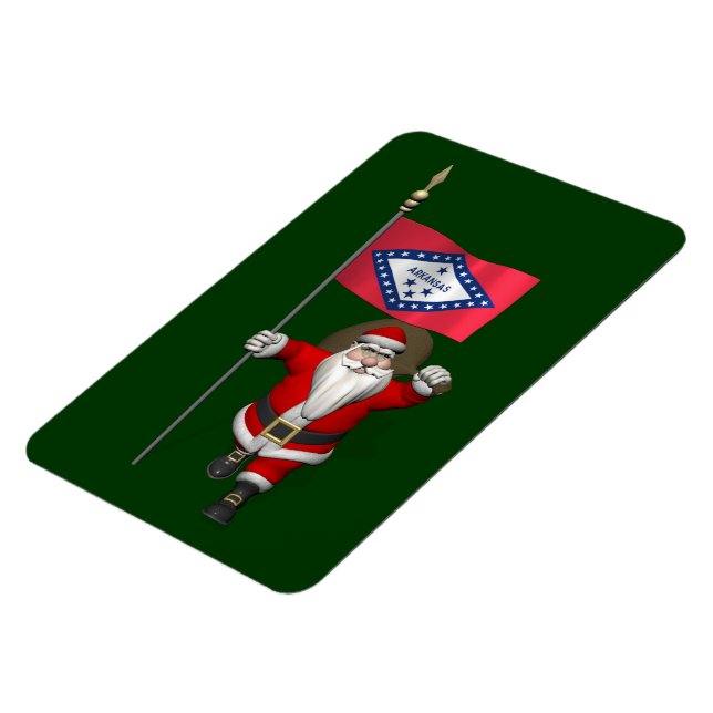 Magnet Flexible Santa Claus With Ensign Of Arkansas (Côté Gauche)