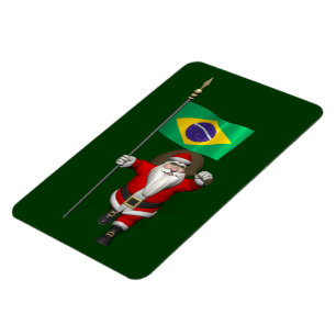 Magnet Flexible Santa Claus With Ensign Of Brazil