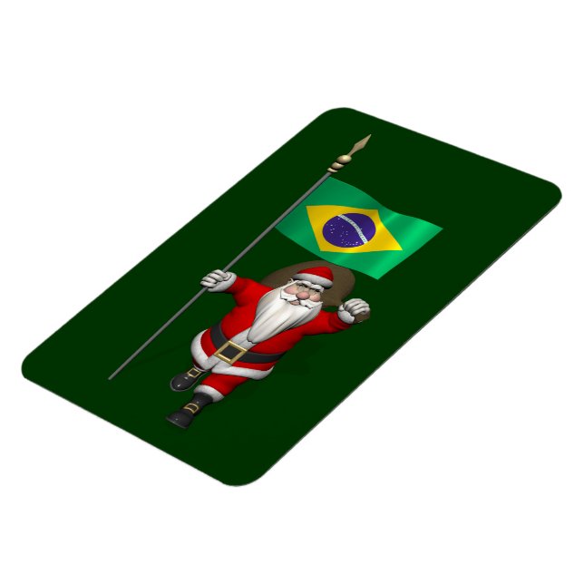 Magnet Flexible Santa Claus With Ensign Of Brazil (Côté Gauche)