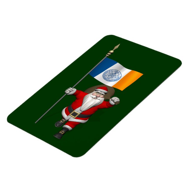 Magnet Flexible Santa Claus With Ensign Of New York (Côté Gauche)