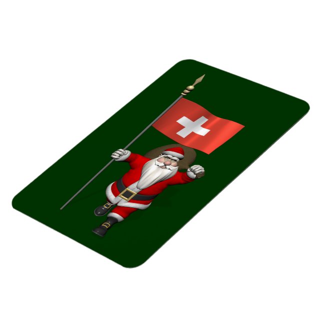 Magnet Flexible Santa Claus With Ensign Of Switzerland (Côté Gauche)