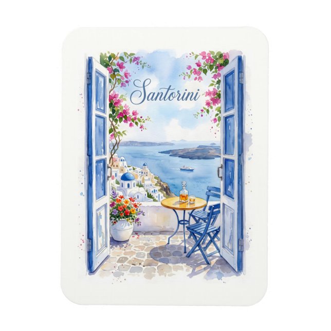 Magnet Flexible Santorin Grèce Voyage Rétro (Vertical)