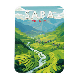 Magnet Flexible Sapa Vietnam Travel Art Vintage