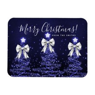 Magnet Flexible Sapins de Noël Bleu Nuit de Fêtes Argentés 