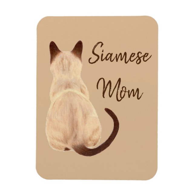 Magnet Flexible Sasha Siamese Chat Maman Kitty Regardant loin Dess (Vertical)