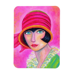 Magnet Flexible Sassy Flapper Girl Hot rose Casquette Roaring Anné