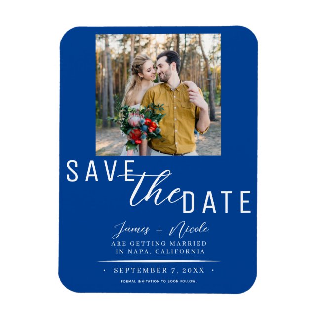 Magnet Flexible Sauvegarde de date de mariage photo Deep Blue (Vertical)