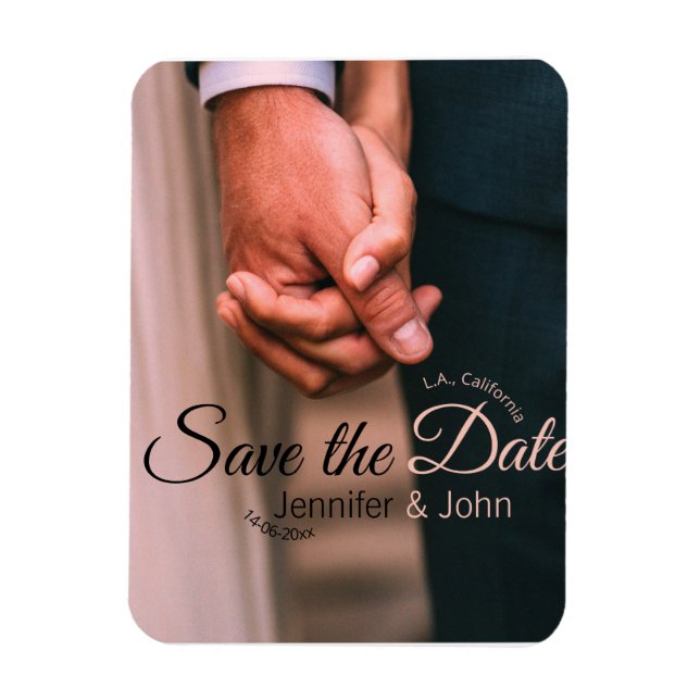 Magnet Flexible Sauvegarder la date ajouter nom du couple lieu dat (Vertical)