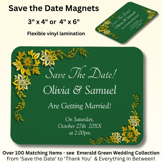 Magnet Flexible Sauvegarder la date - Émeraude vert et or (Créateur téléchargé)