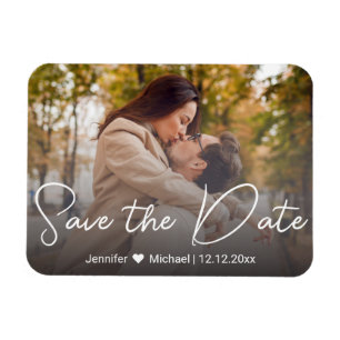 Magnet Flexible sauver la date chic écriture manuscrite blanche co