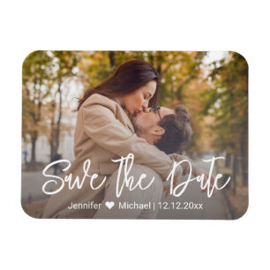 Magnet Flexible sauver la date chic écriture manuscrite blanche co