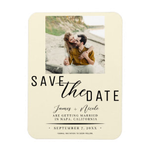 Magnet Flexible Sauver la date de mariage photo de crème