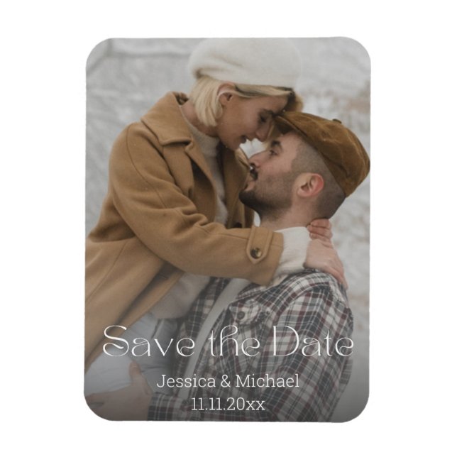 Magnet Flexible sauver la date, typographie élégante photo mariage (Vertical)