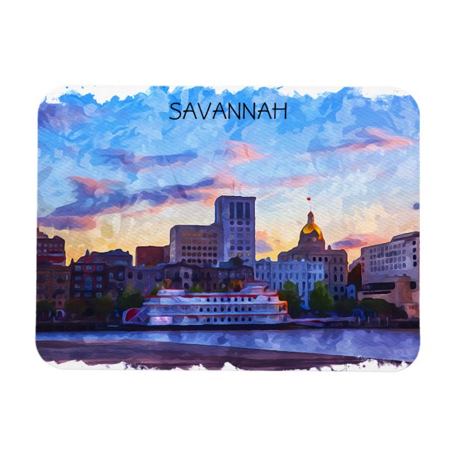 Magnet Flexible Savannah Georgia Skyline Riverfront (Horizontal)