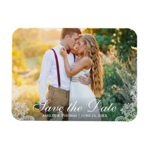 Magnet Flexible Savthe Date Engagement Couple Photo Lace