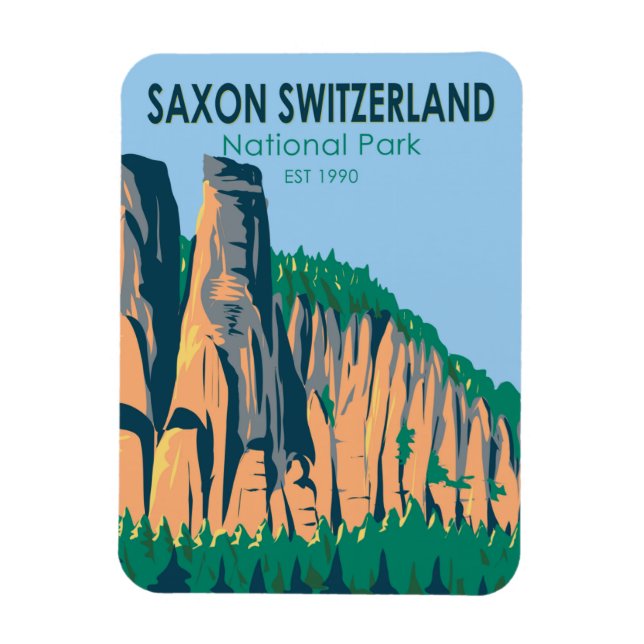 Magnet Flexible Saxon Suisse Parc national Allemagne Vintage (Vertical)