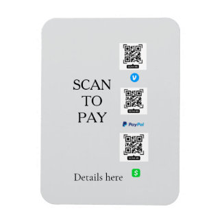 Magnet Flexible scanner pour payer les détails du code QR venmo ca