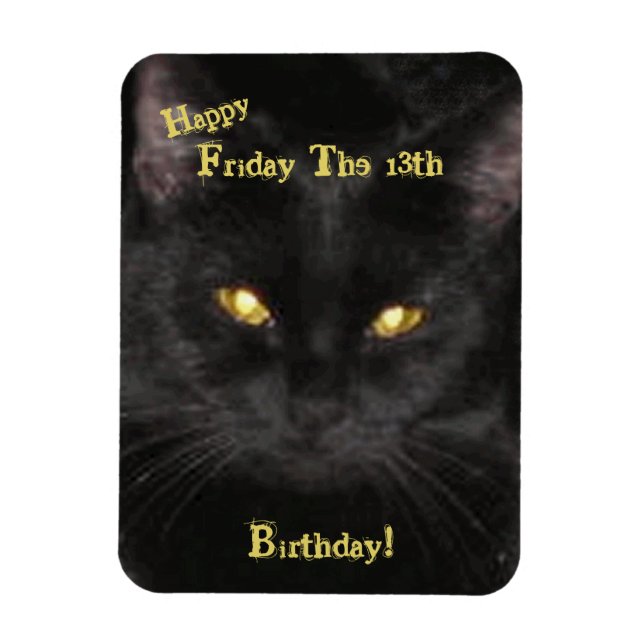 Magnet Flexible Scary Black Cat Anniversaire vendredi le 13 (Vertical)