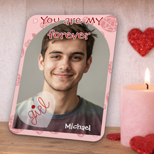 Magnet Flexible Scattered Red Hearts Valentine Card (Add your own photo, change the message, and make it yours. )