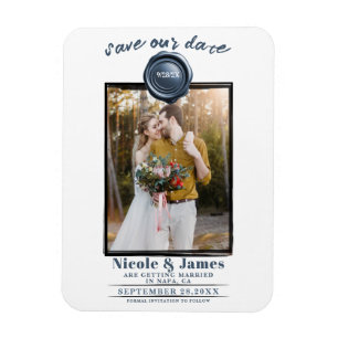 Magnet Flexible Sceau de cire bleu poussiéreux Photo mariage Enreg