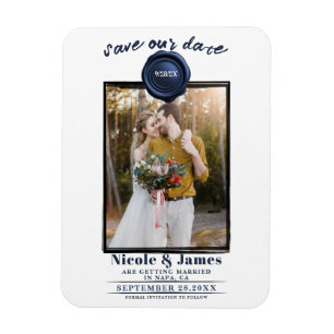 Magnet Flexible Sceau de cire bleu saphir Photo Mariage Enregistre