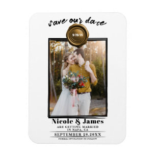 Magnet Flexible Sceau de cire doré foncé Photo mariage Date à rete