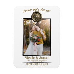 Magnet Flexible Sceau de cire dorée Photo de mariage Date à reteni