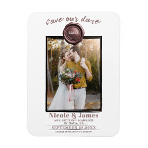 Magnet Flexible Sceau de cire Rose Poussiéreuse Photo Mariage Écon