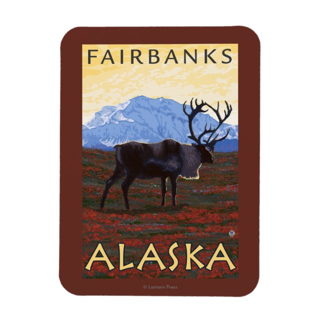 Magnet Flexible Scène Caribou - Fairbanks, Alaska (Vertical)