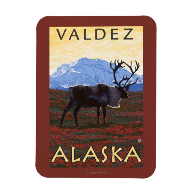Magnet Flexible Scène Caribou - Valdez, Alaska (Vertical)
